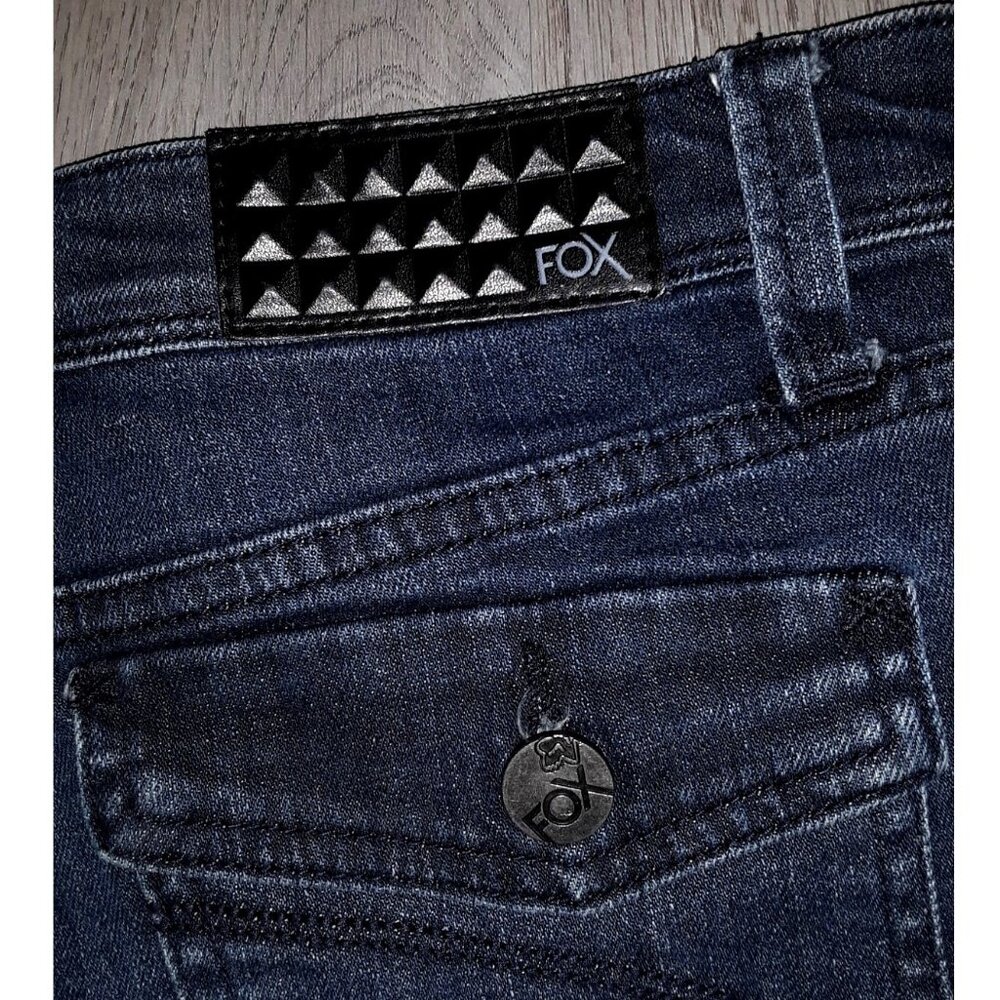 Fox Racing Stealth Short Jean Shorts Size 5/27 Distressed Dark Denim Low Rise - Picture 3 of 5